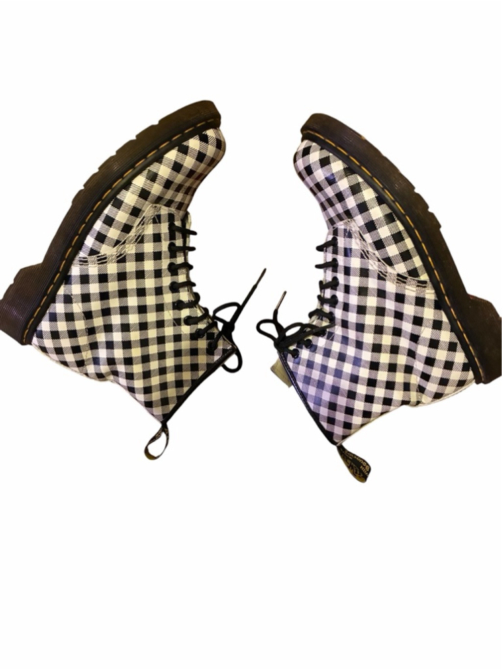 Dr. Martens Black White Gingham VTG Boots Size 9